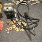 Erector Vintage Metal Parts Lot W  Motor  Gears  Wheels   Storage Case Box