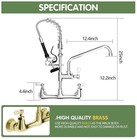 Tolsuny Commercial Pre-rinse Kitchen Faucet 8 In Center 2-hole Deck Mount 12 