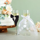 Bride And Groom Champagne Flutes  Wedding Dress Tuxedo Toasting Glasses Gift Set