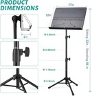 Professional Portable Sheet Music Stand - Folding Adjustable Holder  With Carryi