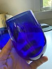 Cobalt Blue Stemless Wine water Glasses Tumbler Lowball Set Of 4