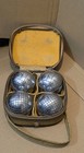 Vtg Obut P  tanque Boules Set - 4 Metal Balls   Original Retro Yellow Case French
