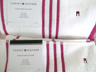 2x Tommy Hilfiger Modern American Stripe Bath Towels 30x54 Raspberry Rose White