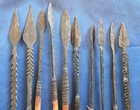 Set Of 10 Antique African Tribal Hunting Arrows     Hand-forged Iron Heads  Bamboo