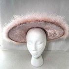 Vintage 1950s Pink Feather Hat Flo Raye Event Hollywood Glam Cocktail Wedding
