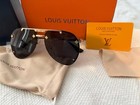 Louis Vuitton Aviator Sunglasses Gold Metal Frame Black Tinted Lens Men s