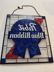 Pabst Blue Ribbon Replica Stained Glass Style Sign W hanging Chain