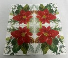 Two Single Cocktail Napkins For Decoupage Christmas Floral Poinsettia Crackle