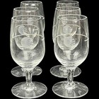 Vintage Continental Airlines Footed Wine Cordial Glasses 4  Etched Logo Lot 12