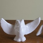 Vintage Pair Of White Owls Miniature Porcelain Figurines Omc Japan 1 5 