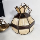 Vtg 60s Stained Slag Glass Swag Lamp Light Tiffany-style 8 5  Pub Shade