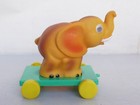 Vintage Pull Toy Plastic Rubber Elephant Toy Ddr