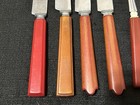 9 Pc Stainless Reds   Browns Bakelite 4 Knives  4 Forks  1 Tablespoon   Art Deco