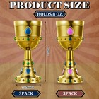Suclain 6 Pcs Medieval Molded Crown Goblets 8 Oz Gold Jeweled Chalice Vintage