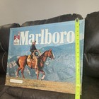 Title  Vintage 1980s 1990s Marlboro Man Cowboy On Horse Embossed Tin Metal Sign