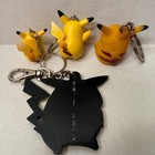 Pokemon Pikachu Keychain Bundle 4pc Vintage Plastic Figures Rubber Bag Charm