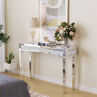 Modern Glass Rectangular Crystals Console Table Silver Desk Sofa Side Display