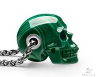Gemstone Necklace Of 1 2  Malachite Hand Carved Crystal Skull Pendant
