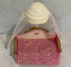 Fisher Price Loving Family Canopy Bed Dollhouse Girls Doll Pink Princess Bedroom