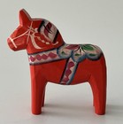 Vintage 4  Dala Orange Horse Swedish Hand Painted Folk Art