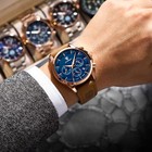 Men s Chronograph Quartz Watches Waterproof Luminous Date Leather Wristwatch Uk