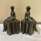 Vintage 1930   s Art Deco Nude Women On Pedestal Bookends