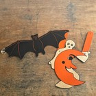 Vintage 1950s Halloween Die Cut Banner Garland Bats Witch Ghosts Decoration 80 