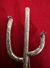 Sterling Silver Southwestern Cactus Gemstone Brooch Lapel Pin