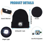 2pack Unisex Led Beanie Hat Light Rechargeable Winter Warm Knitted Headlight Cap