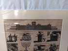 Antique Print Inside The Ancient Temple Of Jerusalem Judaica 18th Cent Mounted