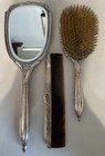 Sterling Silver Vintage 3 Pc Dresser Set Mirror Hair Brush Comb Holder Engraved