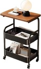 3-tier Rolling Utility Cart Wood Top Metal Storage Trolley Kitchen Bedroom Rack