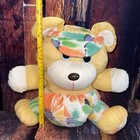 Vintage Fisher Price Style Puffalump Nylon Plush Stuffed Toy Yellow Hat Read