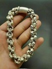 Old Chinese Lucky Bracelet Tibet Silver Hand-carved Skull