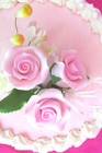  Gum Paste Sugar Pastel Pink Roses Rosebuds Leaves   Ribbon Cake Flowers
