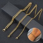 Titanium Cuban Chain Heavy Steel Couple Bracelet Vintage Bangles Open Cuff Gift