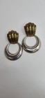 Vintage 925 Sterling Silver Brass Door Knocker Scalloped Large Hoop Earrings