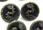 Lot Of 12 Matching Antique Metal  Buttons Multi-construct Flower Fan-like  7 16 