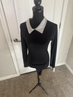 Shein Women   s Black white Long Sleeve Collared Bodysuit Size M Regular