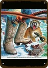 1982 Nocona Boots Cowboy Vs  Cougar Vintage Look Decorative Replica Metal Sign