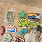 60  Vtg 80s 90s Erasers Lot Animals Words Colorful Smiley Jumbo Small Unused