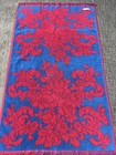 Vintage Pequot Bath Towel Set Red Blue Floral Two Tone Fringe 40x24