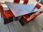Vintage Lane Staccato Brutalist Walnut Dining Table And Chairs Set