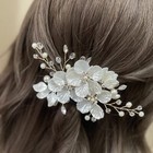 Wedding Hair Comb Bride White Flower Clip For Bridesmaids Crystal Pearl Headp   