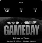  225 Each Contact Me For Deal-las Vegas Raiders Vs  Tennessee Titans Tickets