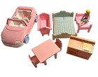 Vintage Lot 90   s Playskool Dollhouse House Furniture car mom Accessories