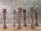 6 Vintage Brown Wood Balusters  Reclaimed Spindles  Architectural Salvage  Q