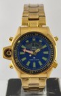 Citizen Quartz Analog   Digital Blue Dial Gp Case Great Working Men Wristwatch