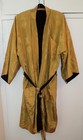 Vtg Reversible All Silk Black   Gold Kimono Robe Lounging Unisex Pockets Sash