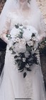 Bridal Wedding Bouquet White Rose Cascade Bouquet Sage Eucalyptus 24 lx15 w